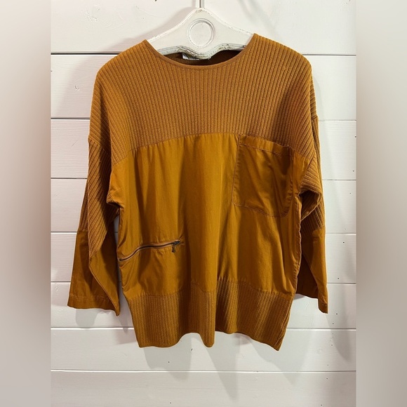💛 LAURÈL – Bi-Material Mustard Top (Size 38) - Picture 2 of 13